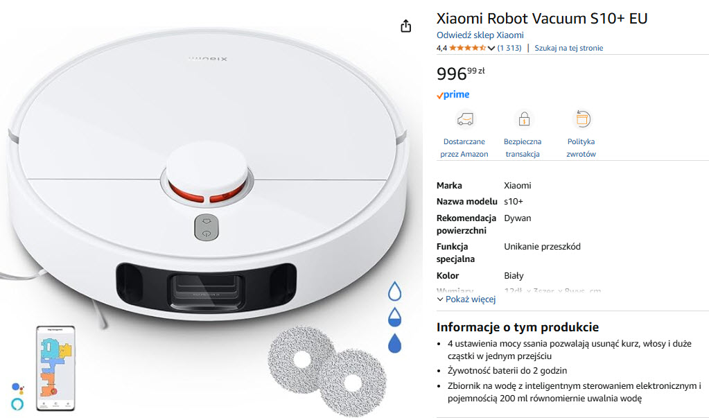 Robot sprzątający Xiaomi Robot Vacuum S10+ EU
